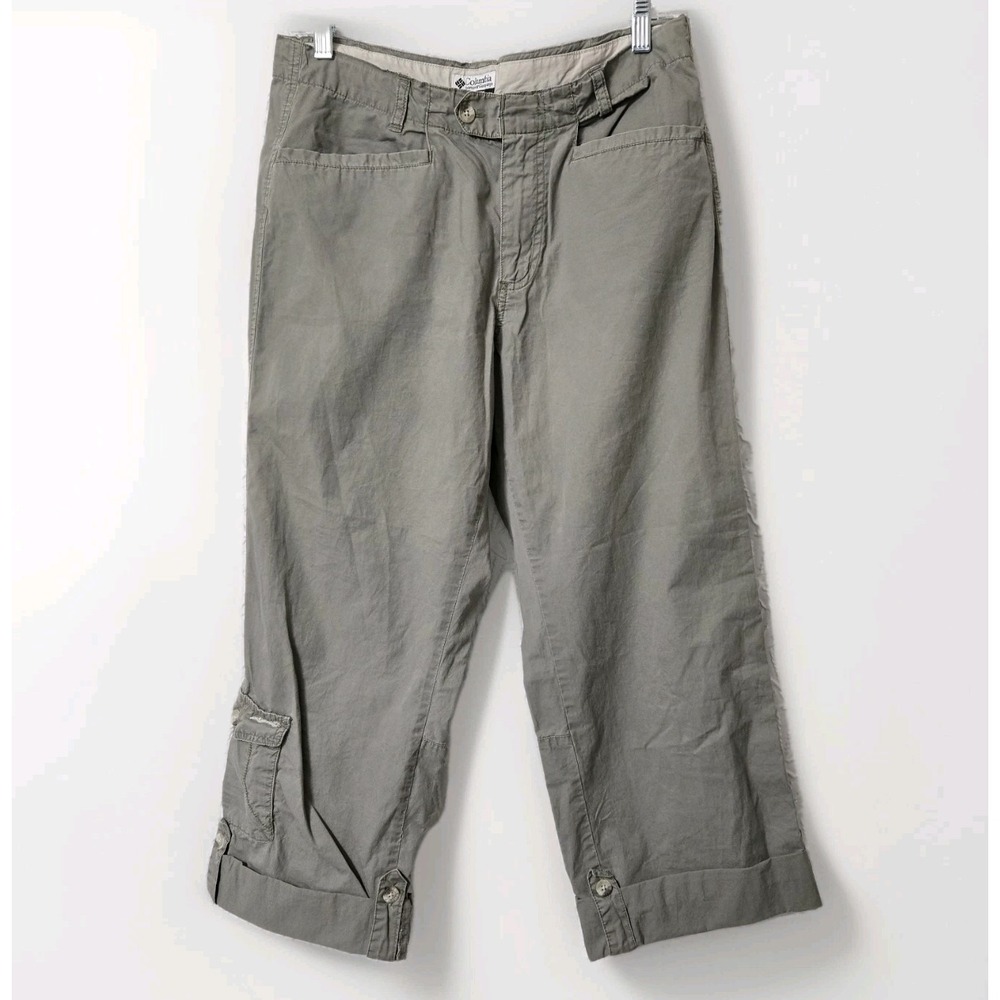 Columbia Outdoors Pants Sz 10 Gray Green Hiking Modern Fit Lightweight Sport